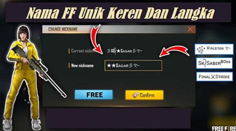 nick ff yang bagus untuk pemain maniac gems pun bisa bundle pemain mythic tier, gunakan kredit Amazon dan Gold harga pas bersama image 3